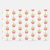 Feuille De Papier Cadeau 13e anniversaire Pink Green Cupcakes (Devant 3)