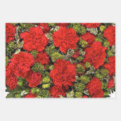 Feuille De Papier Cadeau 17e anniversaire du Mariage, oeillets rouges (Devant 3)