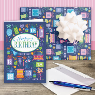 Feuille De Papier Cadeau 18e anniversaire gâteau présente Ballons Bleu