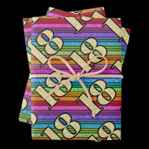 18e anniversaire Gold Numbers Rainbow Stripe Parti