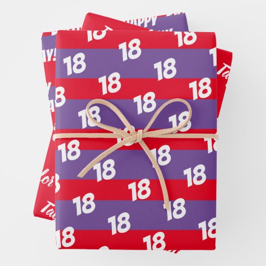 Feuille De Papier Cadeau 18th Happy Birthday Ajouter un nom (En situation)