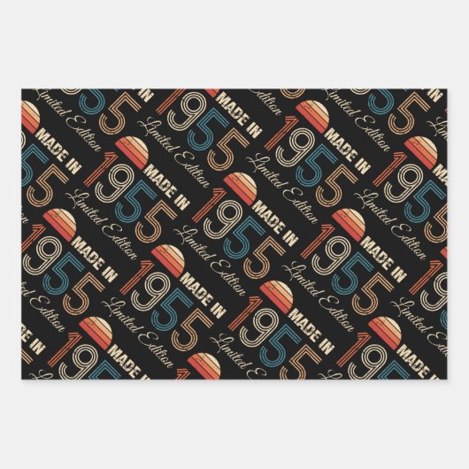 Feuille De Papier Cadeau 1955 70e anniversaire Vintage (Devant)