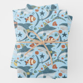 Feuille De Papier Cadeau 1er 2e anniversaire Shark Party Ocean Sea Boys (En situation)