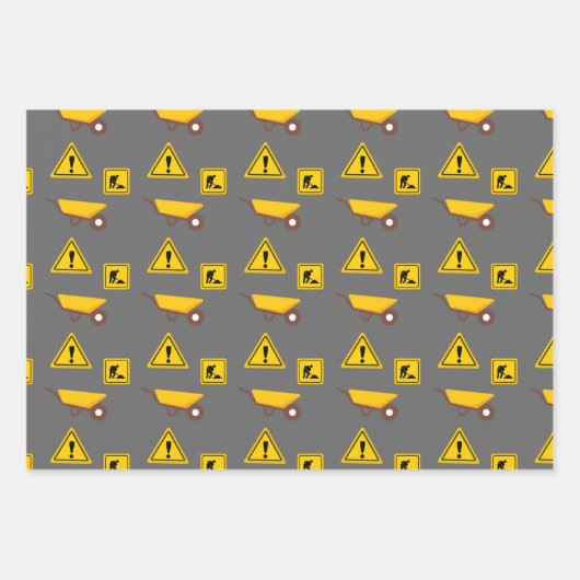 Feuille De Papier Cadeau 1er anniversaire Boy Construction Thème Motif (Devant 3)