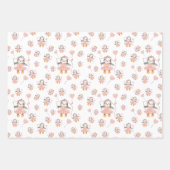 Feuille De Papier Cadeau 1er anniversaire mignon Ballerina Penguin rose (Devant 3)