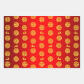 Feuille De Papier Cadeau 2023 Année du lapin Rouge et Or (Devant 3)