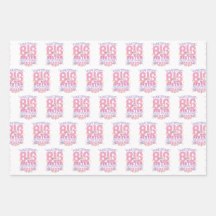 Feuille De Papier Cadeau 2024 Grande Sœur en Attente d'un Nouveau Bébé