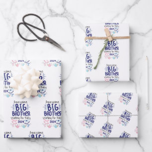 Feuille De Papier Cadeau 2024 Nouveau Big Brother en attente de bébé frère