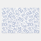 Feuille De Papier Cadeau 20e anniversaire Bleu/Blanc Random Numéro Motif 20 (Devant)