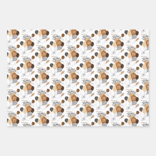 Feuille De Papier Cadeau 21e anniversaire des ballons Posters de animaux (Devant)