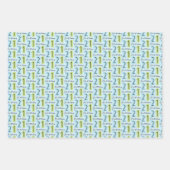 Feuille De Papier Cadeau 21e Anniversaire Numéros Bleu Vert (Devant 2)