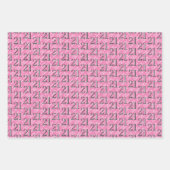 Feuille De Papier Cadeau 21e anniversaire rose bleu jaune (Devant 2)