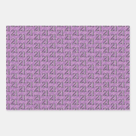 Feuille De Papier Cadeau 21e anniversaire violet (Devant)