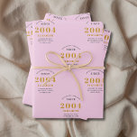 Feuille De Papier Cadeau 21st Birthday 2004 Ajouter le nom Pink Grey<br><div class="desc">Un design personnalisé de papier d'emballage pour cette fête d'anniversaire pour une personne spéciale. Ajoutez le nom à ce design vintage de style rétro rose et gris pour un cadeau d'anniversaire personnalisé. Modifiez facilement le nom et l'année avec le modèle fourni. Un merveilleux cadeau d'anniversaire personnalisé. Plus de cadeaux et...</div>