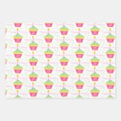 Feuille De Papier Cadeau 25e anniversaire Pink Green Cupcakes (Devant)