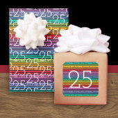 Feuille De Papier Cadeau 25e anniversaire Rainbow Stripes