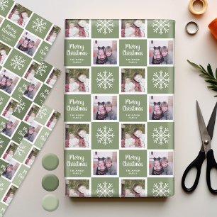 Feuille De Papier Cadeau 2 Photo Greens - Joyeux Noël Flocons de neige