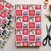 Feuille De Papier Cadeau 2 Photo Rouge Vert Noir Joyeux Noël Snowflakes