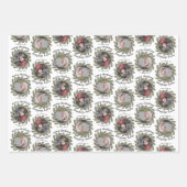 Feuille De Papier Cadeau 2 Photos avec Branches Whimsical Joyeux Noël (Devant 3)