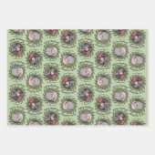 Feuille De Papier Cadeau 2 Photos avec Branches Whimsical Joyeux Noël (Devant 2)