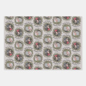 Feuille De Papier Cadeau 2 Photos avec Branches Whimsical Joyeux Noël (Devant)