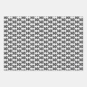 Feuille De Papier Cadeau 30e anniversaire Blanc Noir Typographie Stripes Ch (Devant)