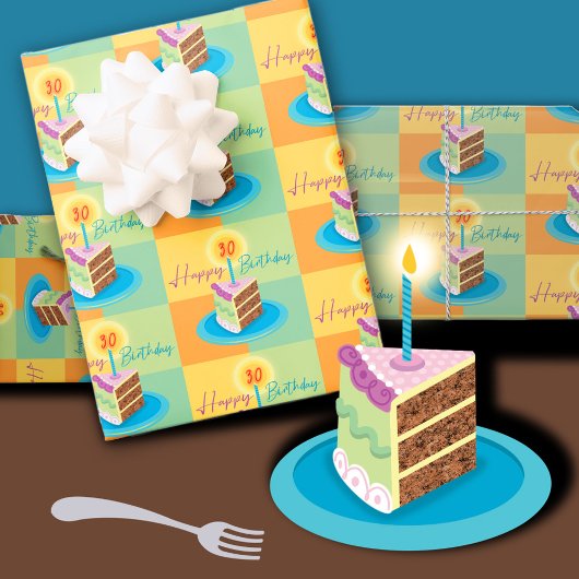 Feuille De Papier Cadeau 30e tranche de gâteau au chocolat