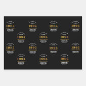 Feuille De Papier Cadeau 30th Birthday born 1995 Ajouter Nom Black Gold (Devant 2)