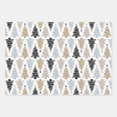 Feuille De Papier Cadeau 3 Coordination Black White Arbres de Noël (Devant)