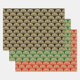 Feuille De Papier Cadeau 3 Couleurs FauGold Paillettes Art Déco Arches #1 F