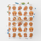 Feuille De Papier Cadeau 3 Cute Dinosaur Pattern Birthday Wrapping Paper Se (En situation)