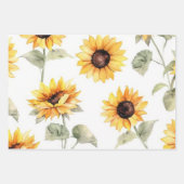 Feuille De Papier Cadeau 3 designs uniques de tournesol à motifs (Devant 3)