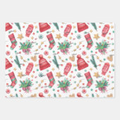 Feuille De Papier Cadeau 3 Noms, Rouge et Vert 19x29 Noël (Devant)