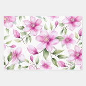 Feuille De Papier Cadeau 3 Nuances de motif floral d'aquarelle (Devant 3)