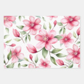 Feuille De Papier Cadeau 3 Nuances de motif floral d'aquarelle (Devant 2)