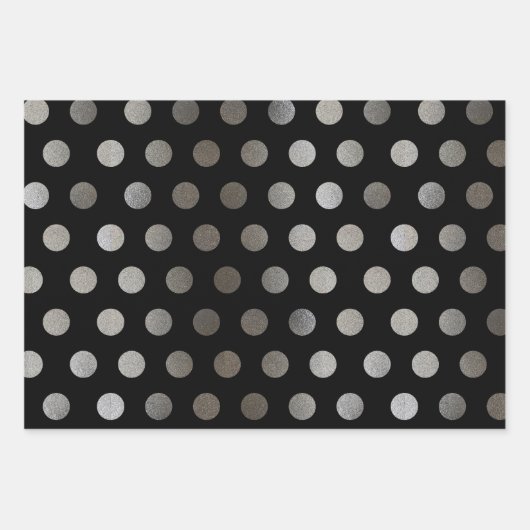 Feuille De Papier Cadeau 3 paquets: Points Parties scintillant argentés Noi (Devant 3)