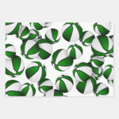 Feuille De Papier Cadeau 3 pc coordination équipe verte couleurs basketball (Devant)