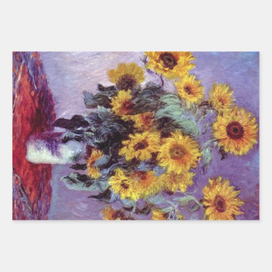 Feuille De Papier Cadeau 3 Peintures de fleurs différentes par Claude Monet (Devant 2)