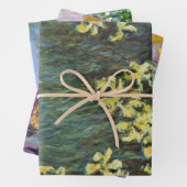 Feuille De Papier Cadeau 3 Peintures de fleurs différentes par Claude Monet (En situation)