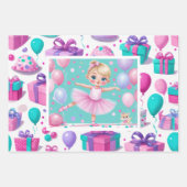 Feuille De Papier Cadeau 3 Petite fille Ballerina Coordination Giftwrap (Devant)