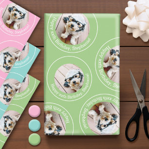 Feuille De Papier Cadeau 3 photo Collage Joyeux Anniversaire Cercles rose b