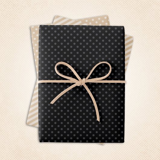 Feuille De Papier Cadeau 3 Pièce Chic Ensemble De Noir, Gris, Crème & Tan