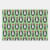 Feuille De Papier Cadeau 3 Pingouins amusants Noël (Devant)