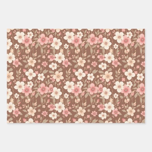 Feuille De Papier Cadeau 3 Sheet Feather & Flower Wrapping Paper (Devant 3)