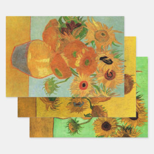 Feuille De Papier Cadeau 3 tournesols différents Fleurs par Vincent van Gog