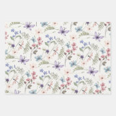 Feuille De Papier Cadeau 3 variations fleur sauvage motif continu (Devant 3)