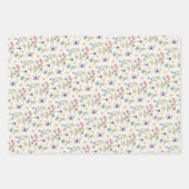 Feuille De Papier Cadeau 3 variations fleur sauvage motif continu (Devant)