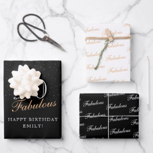 Feuille De Papier Cadeau 40 ans et Fabuleux Script Noir 40e Anniversaire