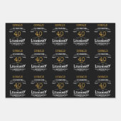 Feuille De Papier Cadeau 40e anniversaire Black Gold Legendary Retro (Devant 2)