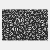 Feuille De Papier Cadeau 40e anniversaire Noir/Blanc Random Numéro Motif 40 (Devant 2)